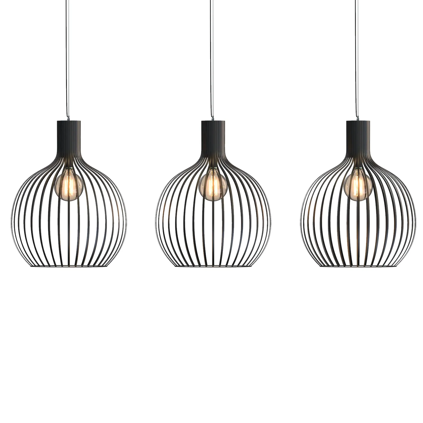 BOLLE Contemporary Vintage Style Metal Cage Pendant Light Matt Black E27 Lamp Base