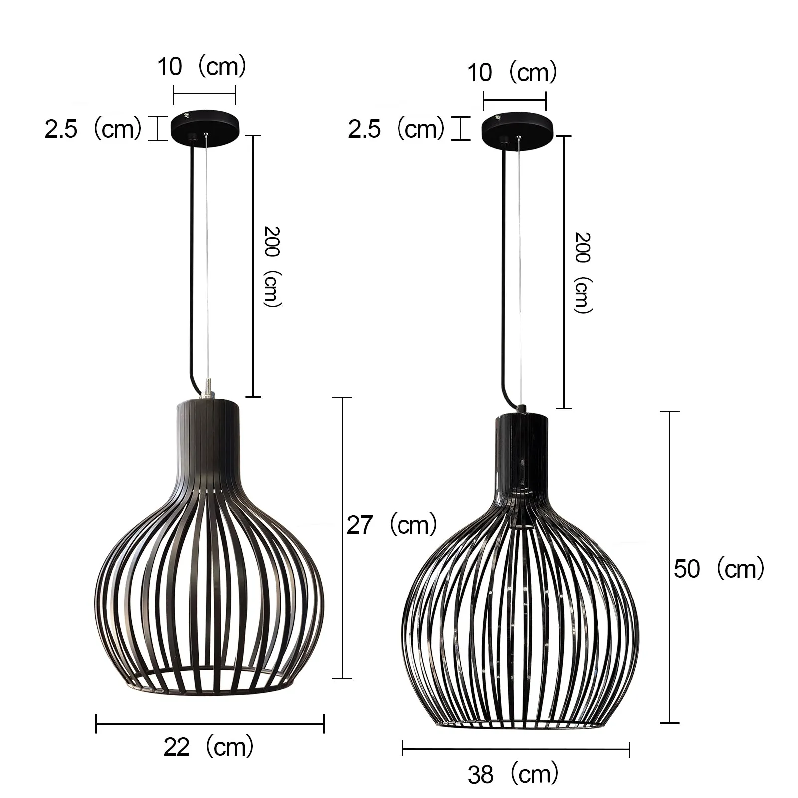 BOLLE Contemporary Vintage Style Metal Cage Pendant Light Matt Black E27 Lamp Base