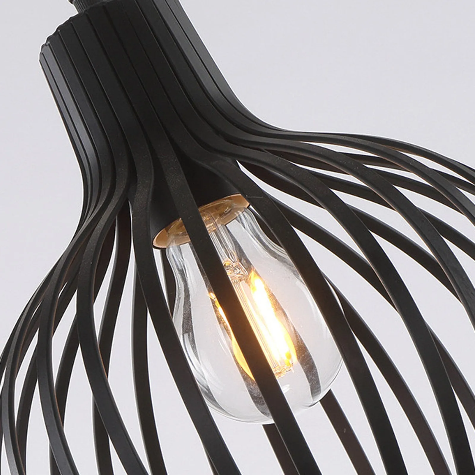 BOLLE Contemporary Vintage Style Metal Cage Pendant Light Matt Black E27 Lamp Base