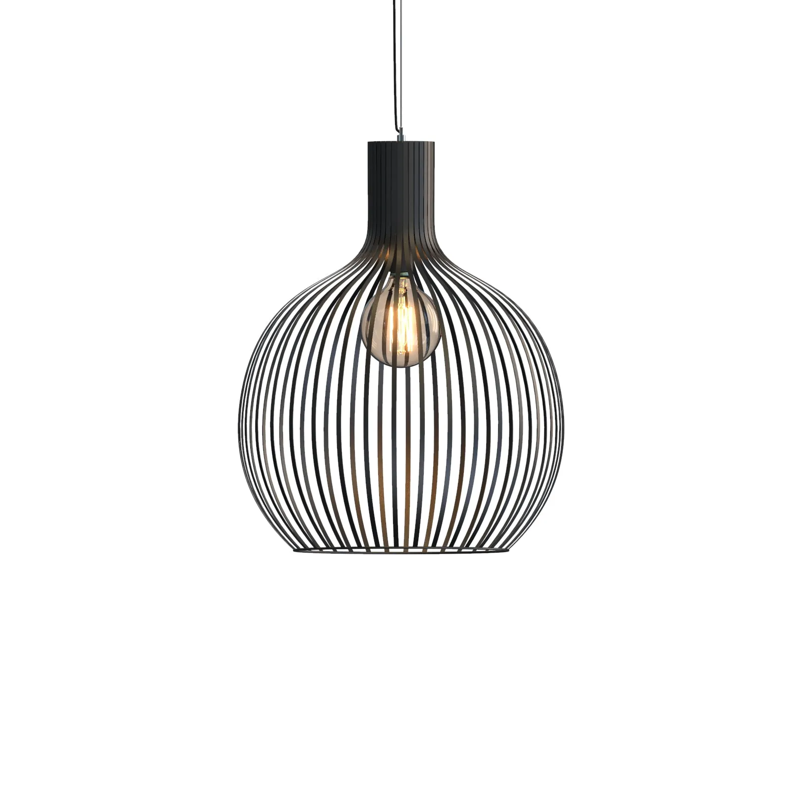 BOLLE Contemporary Vintage Style Metal Cage Pendant Light Matt Black E27 Lamp Base