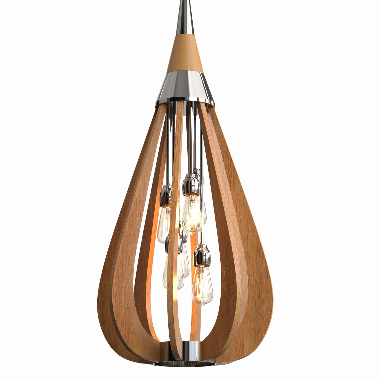 BONITO 6-Light Timber Round Dark Brown E27 Chandelier