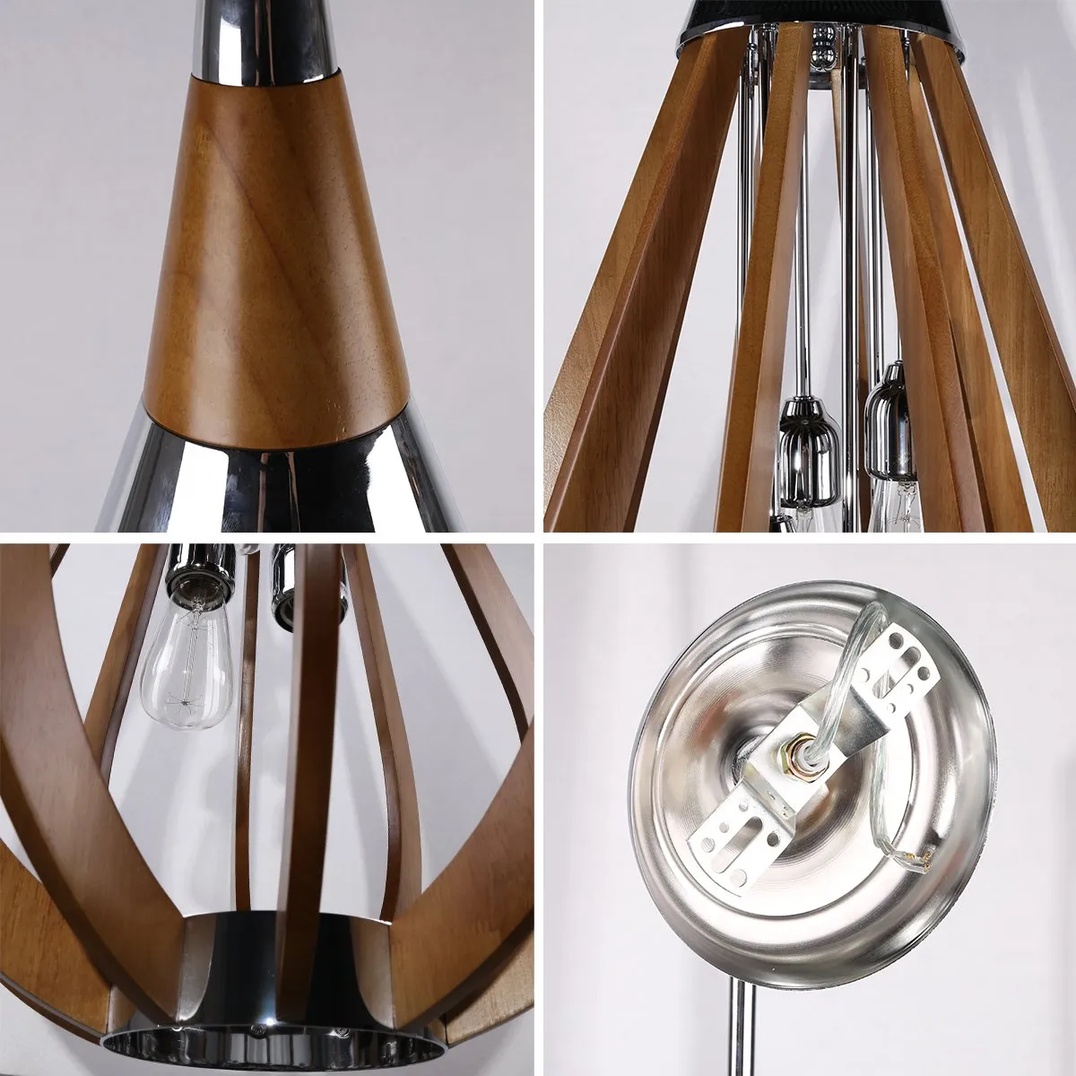 BONITO 6-Light Timber Round Dark Brown E27 Chandelier