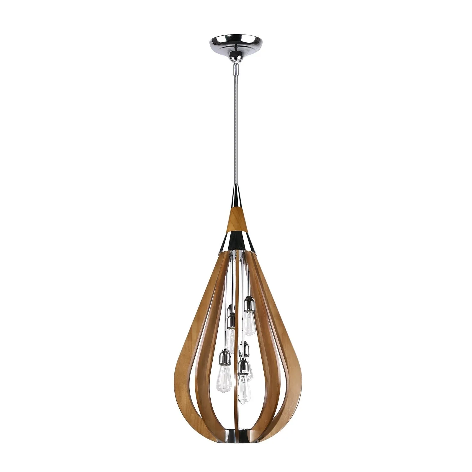 BONITO 6-Light Timber Round Dark Brown E27 Chandelier