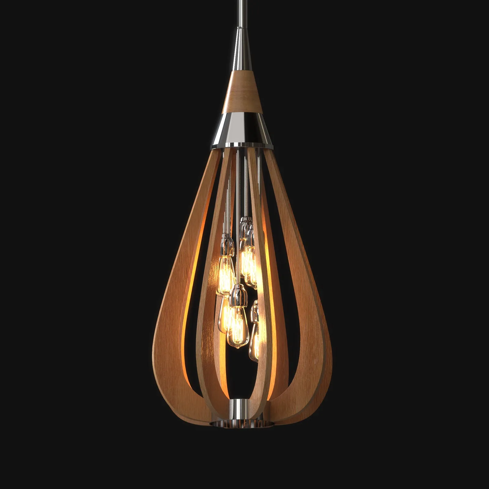 BONITO 6-Light Timber Round Dark Brown E27 Chandelier