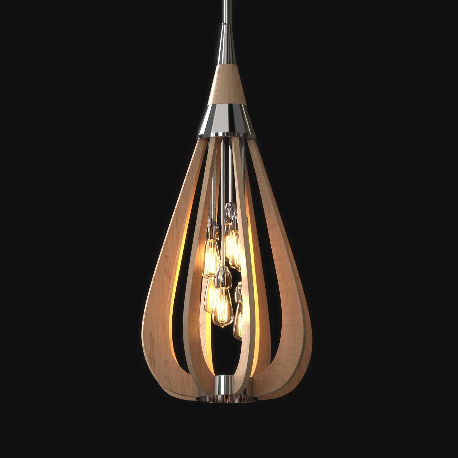 BONITO 6-Light Timber Round Nature Wood E27 Chandelier - Chandeliers Australia