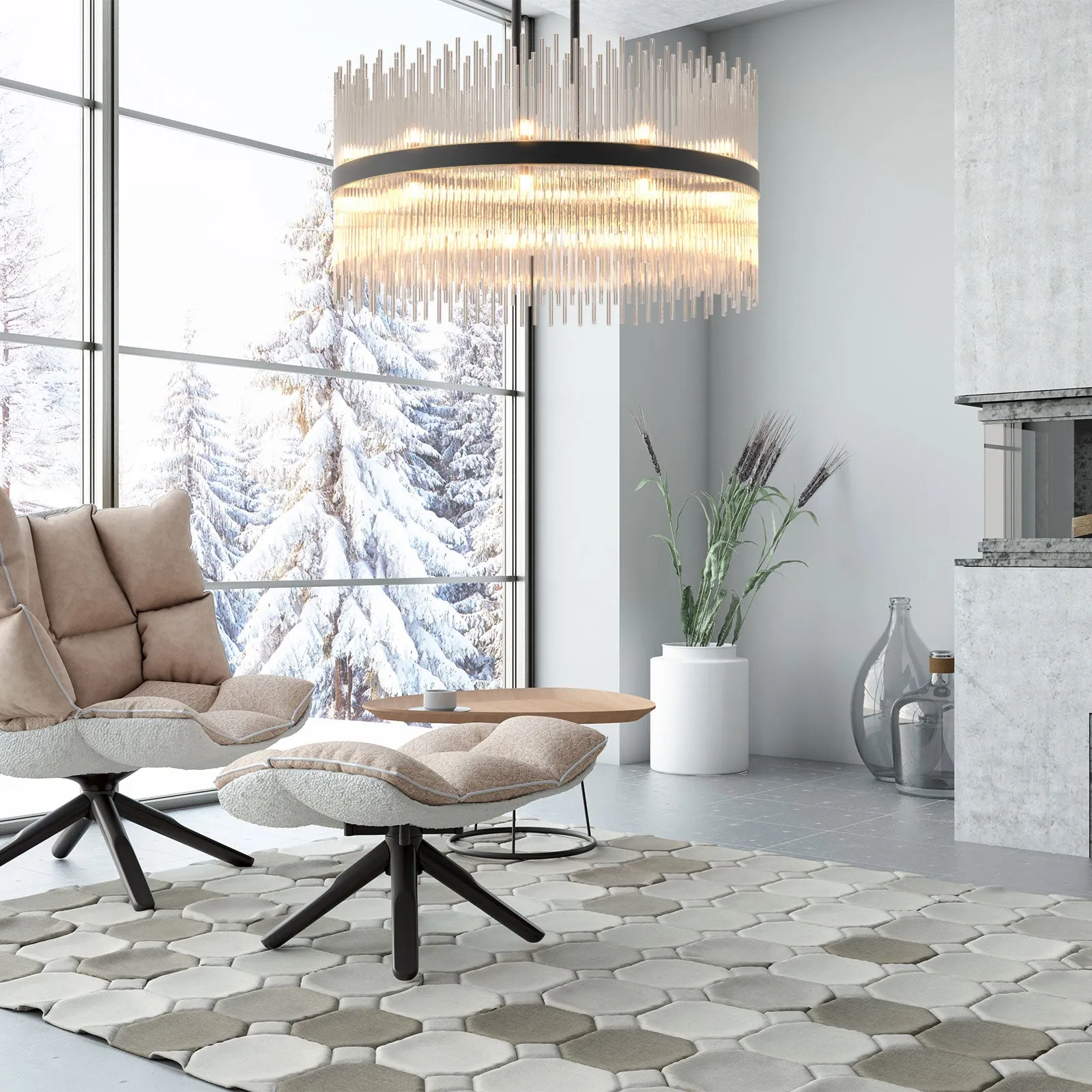 CARLO Modern Circular Crystal Chandelier Bronze G9 Lamp base