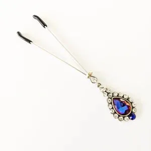 Clit Clamp and Nipple Dangle Set with Elegant Gems. Choose Nipple Nooses or Clamps. MATURE Jewelry, BDSM