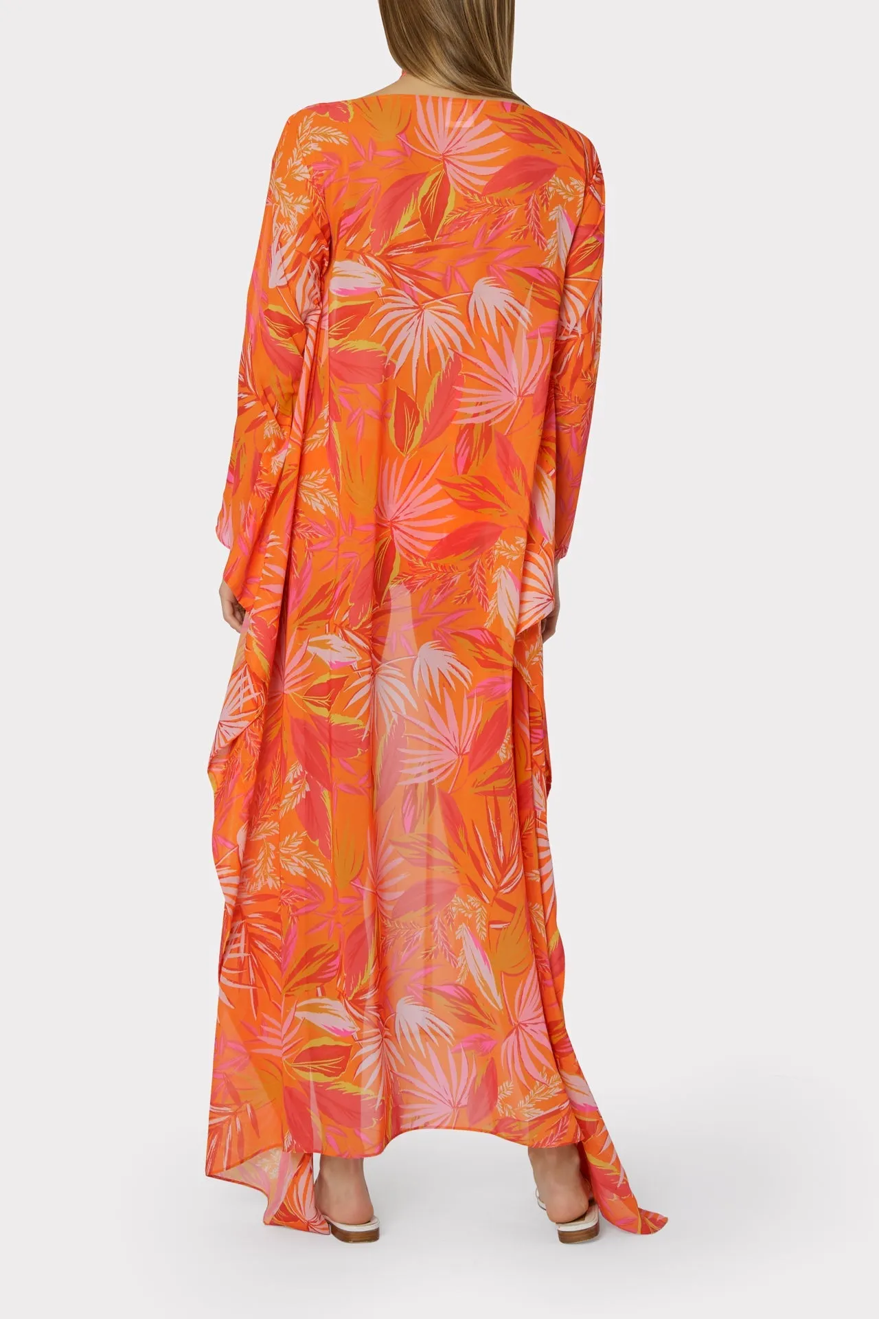 Davia Tropical Palm Print Caftan