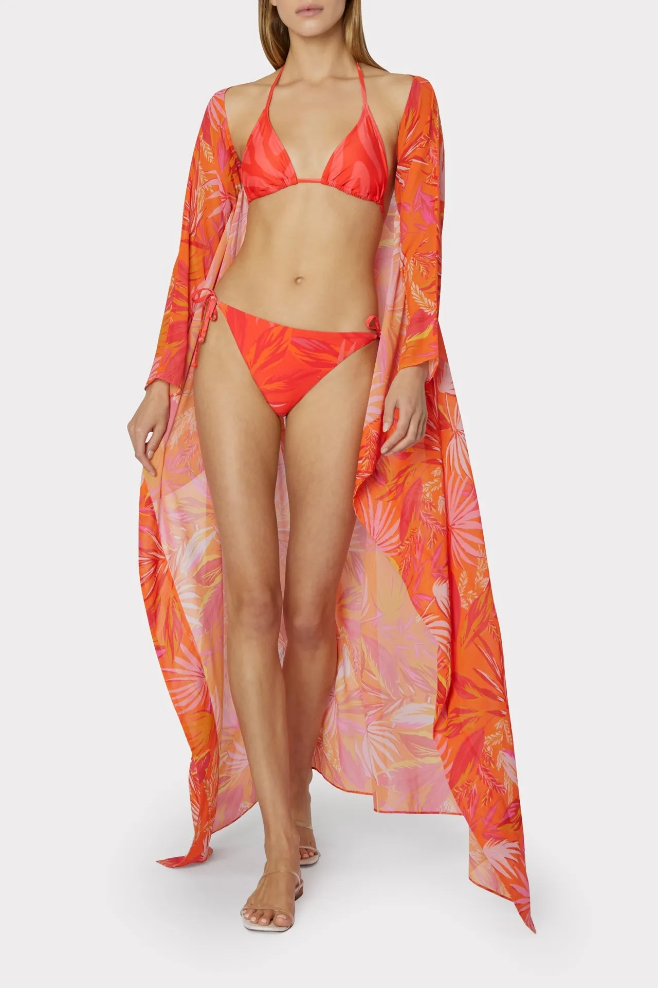 Davia Tropical Palm Print Caftan