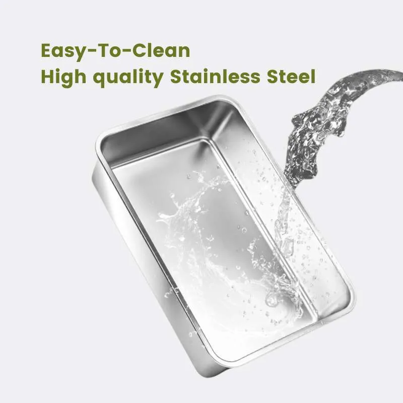Extra-Large Semi-Enclosed Stainless Steel Litter Box with Splash Guard Design
