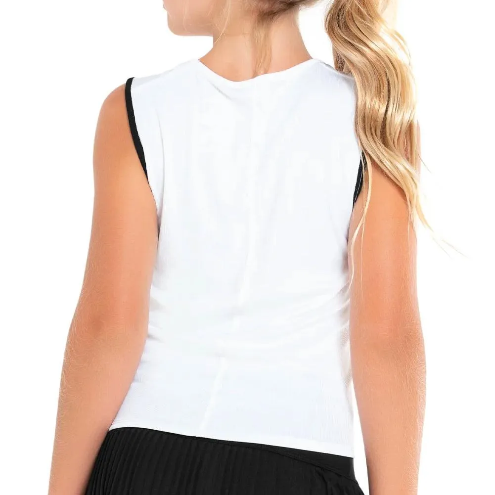 Girl's Born Awesome Tennis Tank White
