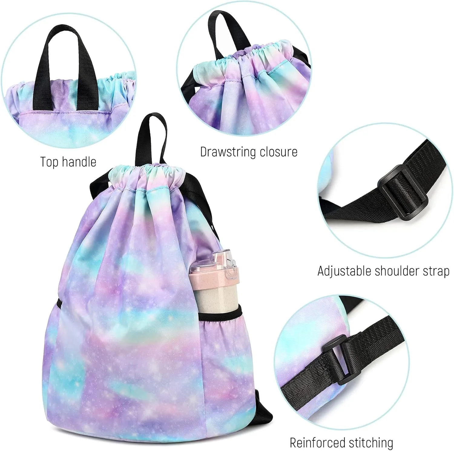Gym Bag for Girls, Drawstring Sports Bag Lgihtweight Large Travel Coconut Tree Purple Clinch bag