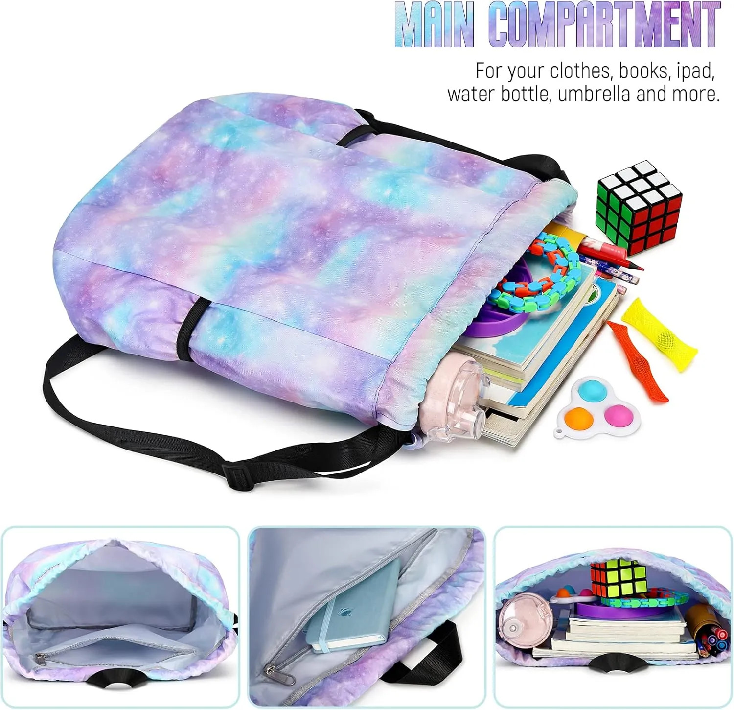 Gym Bag for Girls, Drawstring Sports Bag Lgihtweight Large Travel Coconut Tree Purple Clinch bag