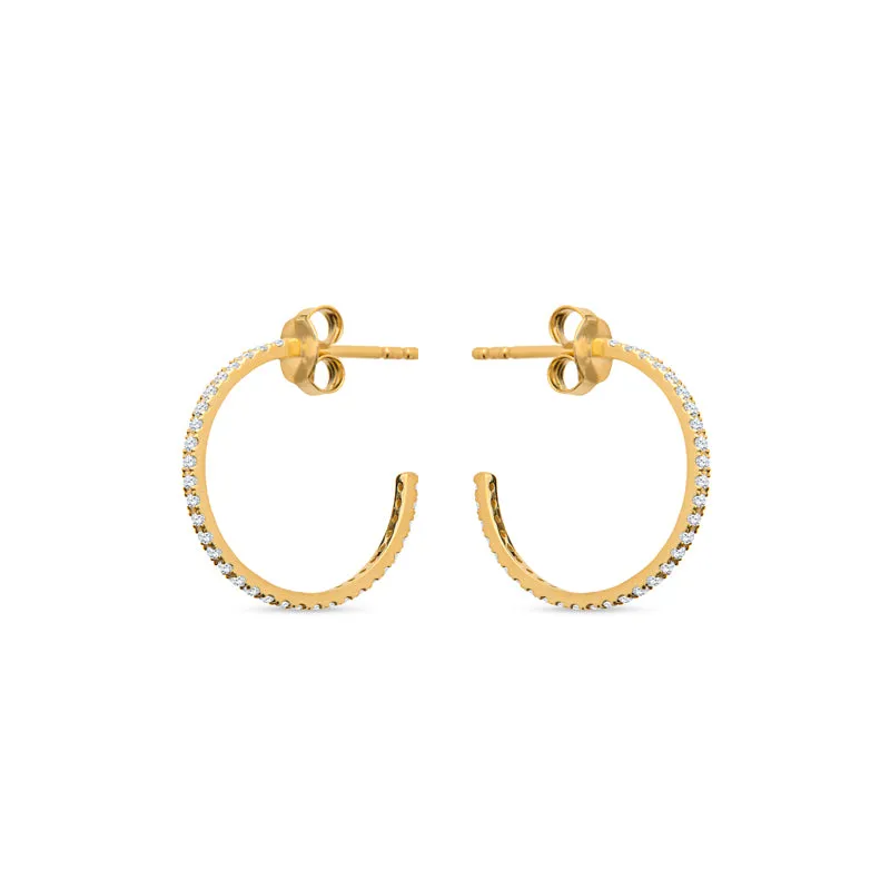 Leiah 14K Gold Hoop Earrings with White Diamonds