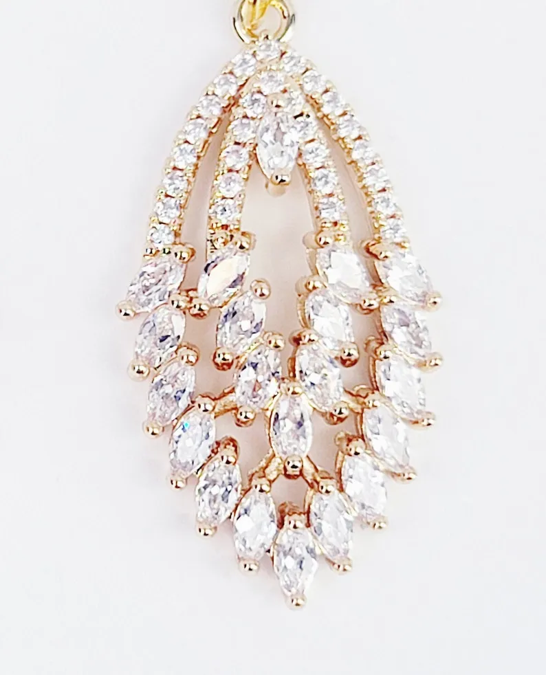 Non Piercing Gold Nipple Dangles with Cubic Zirconia