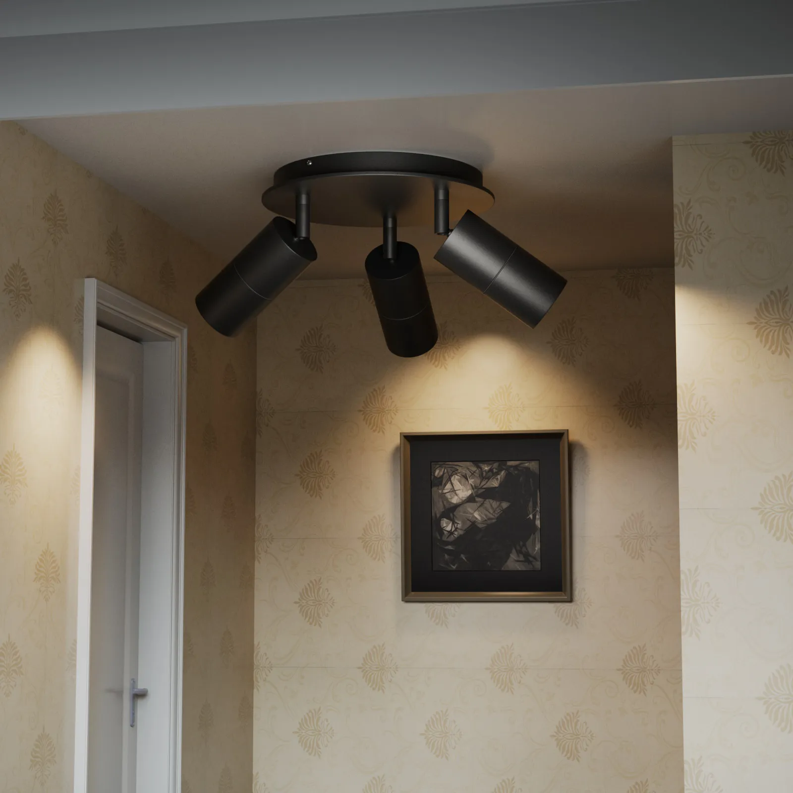 PILLAR 3-Light Round Adjustable Spotlights Ceiling Flush Mount Fixture IP65 GU10 base