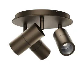 PILLAR 3-Light Round Adjustable Spotlights Ceiling Flush Mount Fixture IP65 GU10 base