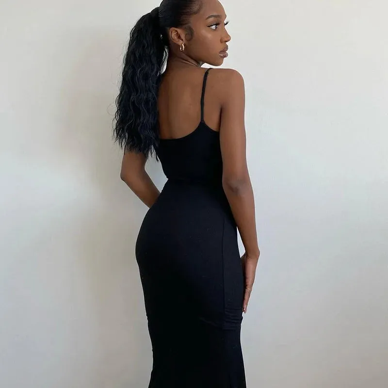 Toleet-Elegant Bodycon Maxi Dress Women Summer 2024 Sleeveless Backless Sexy Outfits Party Club Sundress Black Birthday Dresses Clothes