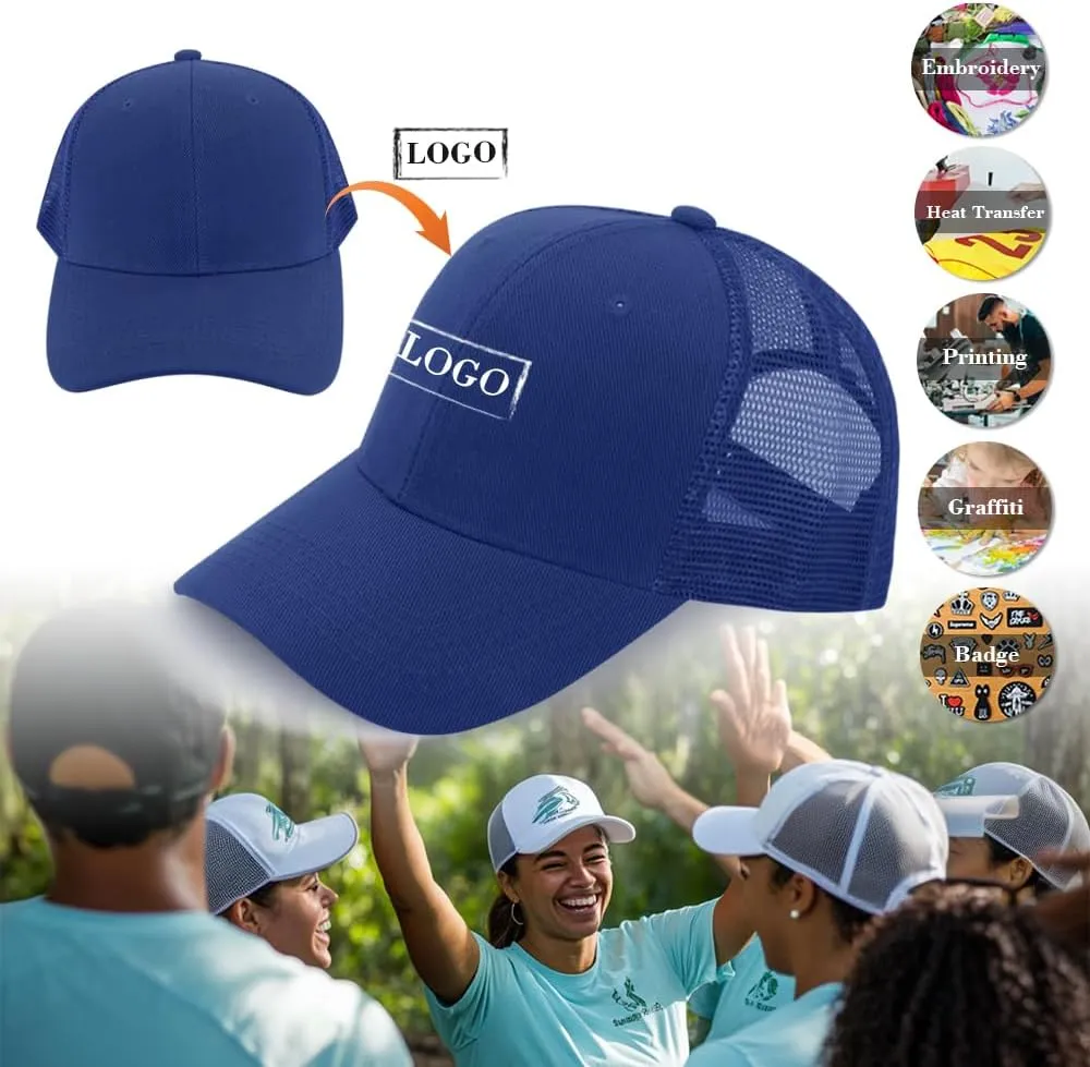 ZH 24 Pack Blank Mesh Trucker Hats, Bulk Baseball Caps Adjustable for Men and Women, Wholesale Plain Snapback Caps