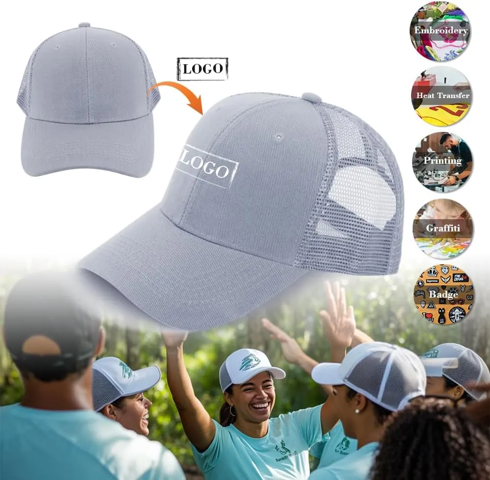 ZH 24 Pack Blank Mesh Trucker Hats, Bulk Baseball Caps Adjustable for Men and Women, Wholesale Plain Snapback Caps