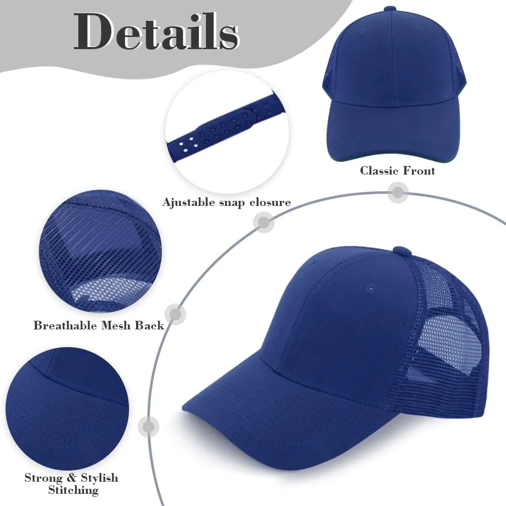 ZH 24 Pack Blank Mesh Trucker Hats, Bulk Baseball Caps Adjustable for Men and Women, Wholesale Plain Snapback Caps