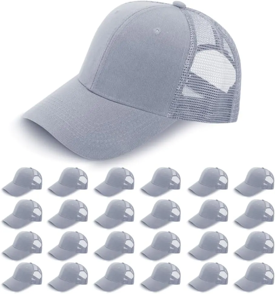 ZH 24 Pack Blank Mesh Trucker Hats, Bulk Baseball Caps Adjustable for Men and Women, Wholesale Plain Snapback Caps