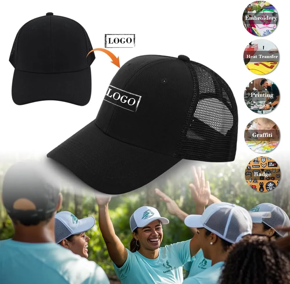 ZH 24 Pack Blank Mesh Trucker Hats, Bulk Baseball Caps Adjustable for Men and Women, Wholesale Plain Snapback Caps
