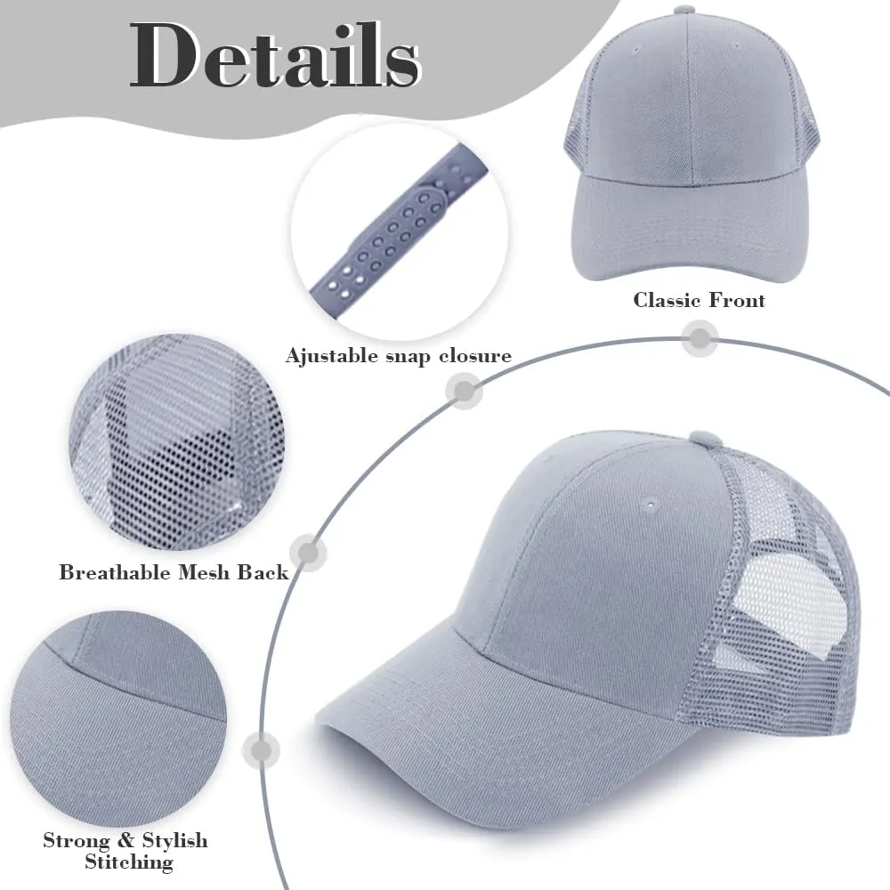 ZH 24 Pack Blank Mesh Trucker Hats, Bulk Baseball Caps Adjustable for Men and Women, Wholesale Plain Snapback Caps