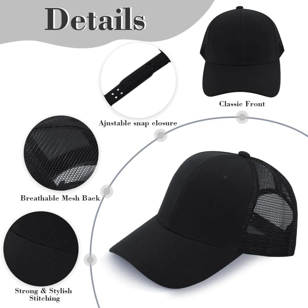 ZH 24 Pack Blank Mesh Trucker Hats, Bulk Baseball Caps Adjustable for Men and Women, Wholesale Plain Snapback Caps
