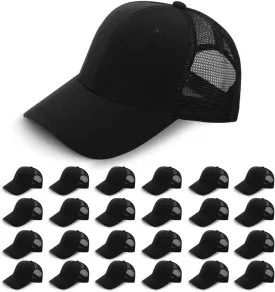 ZH 24 Pack Blank Mesh Trucker Hats, Bulk Baseball Caps Adjustable for Men and Women, Wholesale Plain Snapback Caps