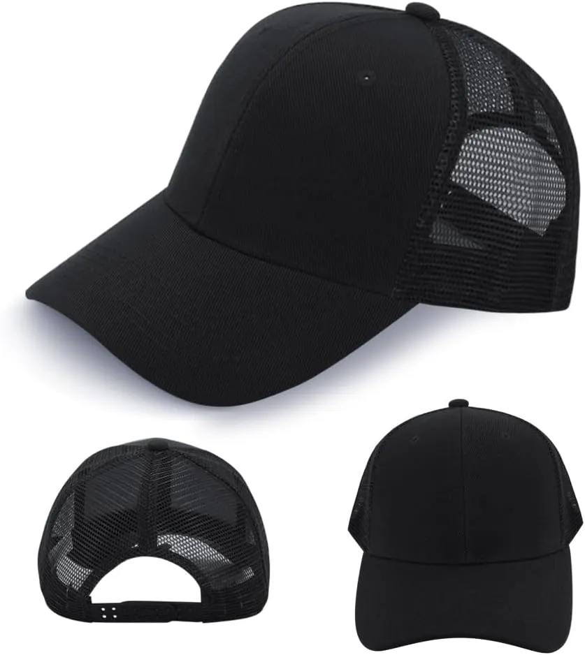 ZH 24 Pack Blank Mesh Trucker Hats, Bulk Baseball Caps Adjustable for Men and Women, Wholesale Plain Snapback Caps